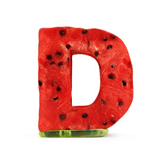 Watermelon Alphabet isolated on white background (Letter D)
