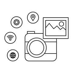 camera photographic with social media menu