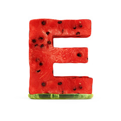 Watermelon Alphabet isolated on white background (Letter E)