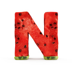 Watermelon Alphabet isolated on white background (Letter N)