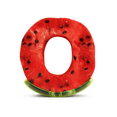 Watermelon Alphabet isolated on white background (Letter O)