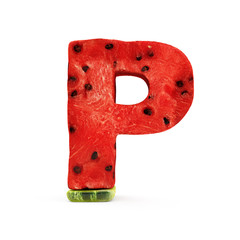 Watermelon Alphabet isolated on white background (Letter P)