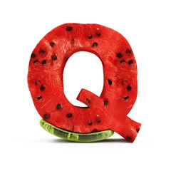 Watermelon Alphabet isolated on white background (Letter Q)