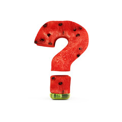 Watermelon Question Mark Symbol isolated on white background. 3D Rendering