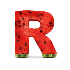 Watermelon Alphabet isolated on white background (Letter R)
