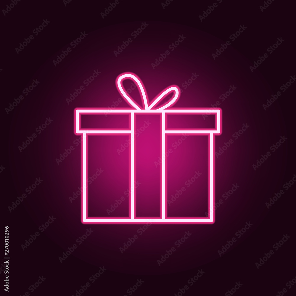 Poster gift box neon icon. elements of web set. simple icon for websites, web design, mobile app, info grap