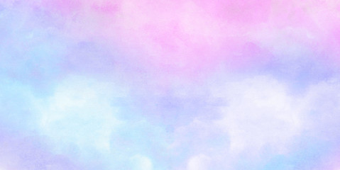 Beautiful fantasy colorful aquarelle paper textured ink effect grungy wet pastel illustration for design. Gentle blue, purple and pink shades watercolor background for vintage card, retro template
