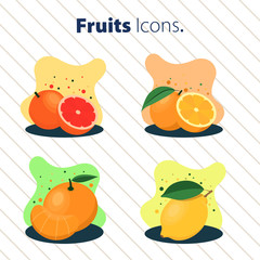 Set of fruits icons. Vector illustration. Concept.