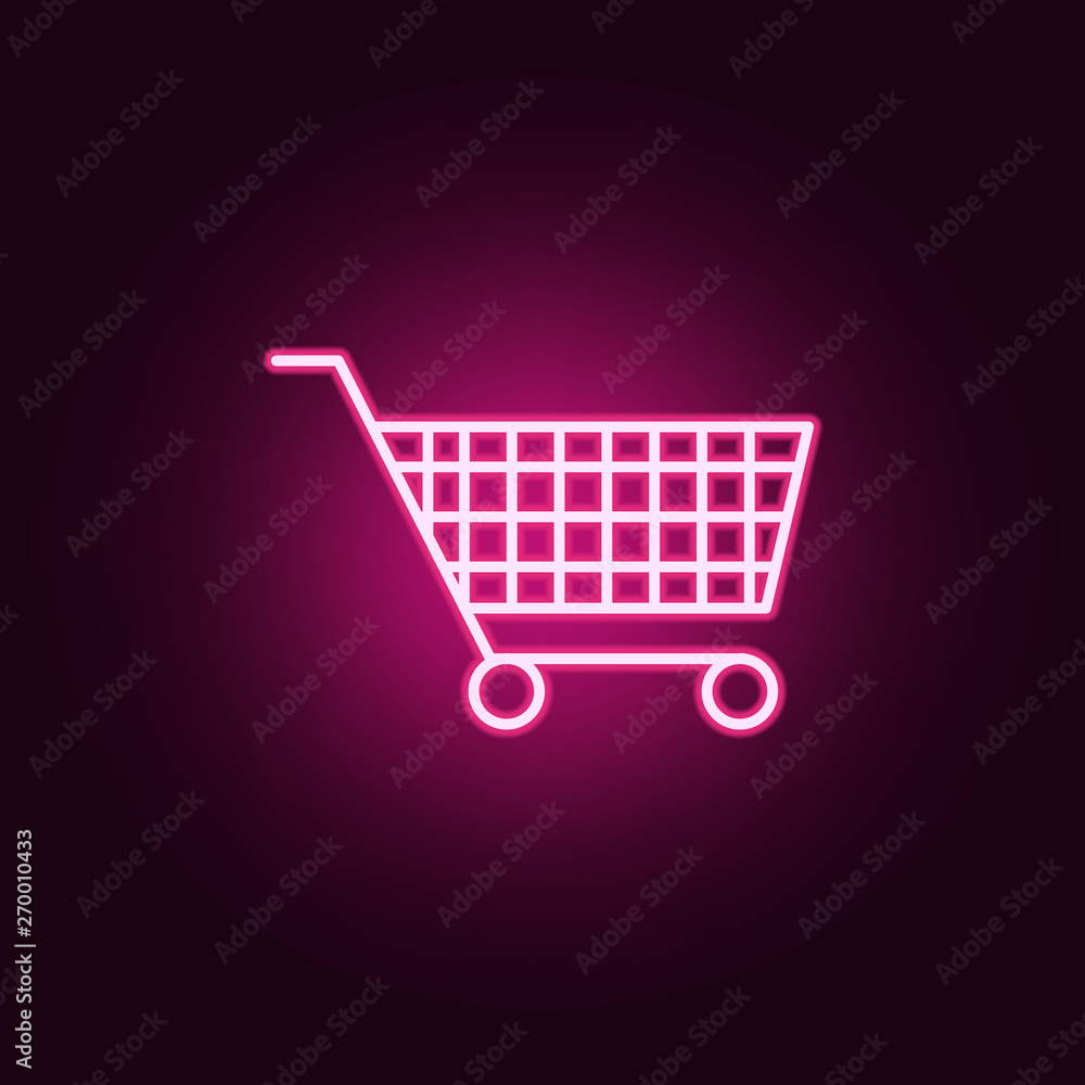 Aufkleber shopping trolley neon icon. elements of web set. simple icon for websites, web design, mobile app, i