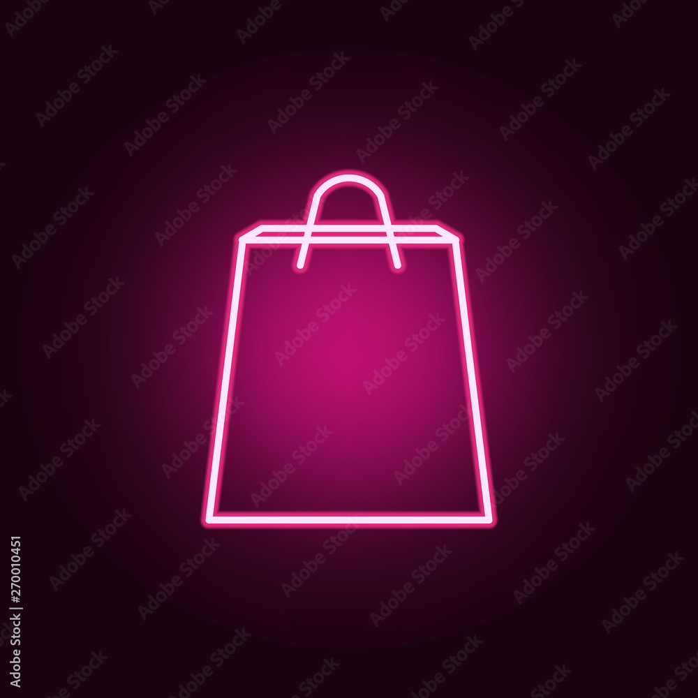 Poster shopping bag neon icon. elements of web set. simple icon for websites, web design, mobile app, info 