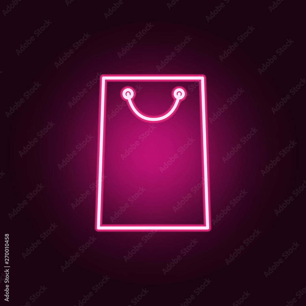 Poster shopping bag neon icon. elements of web set. simple icon for websites, web design, mobile app, info 
