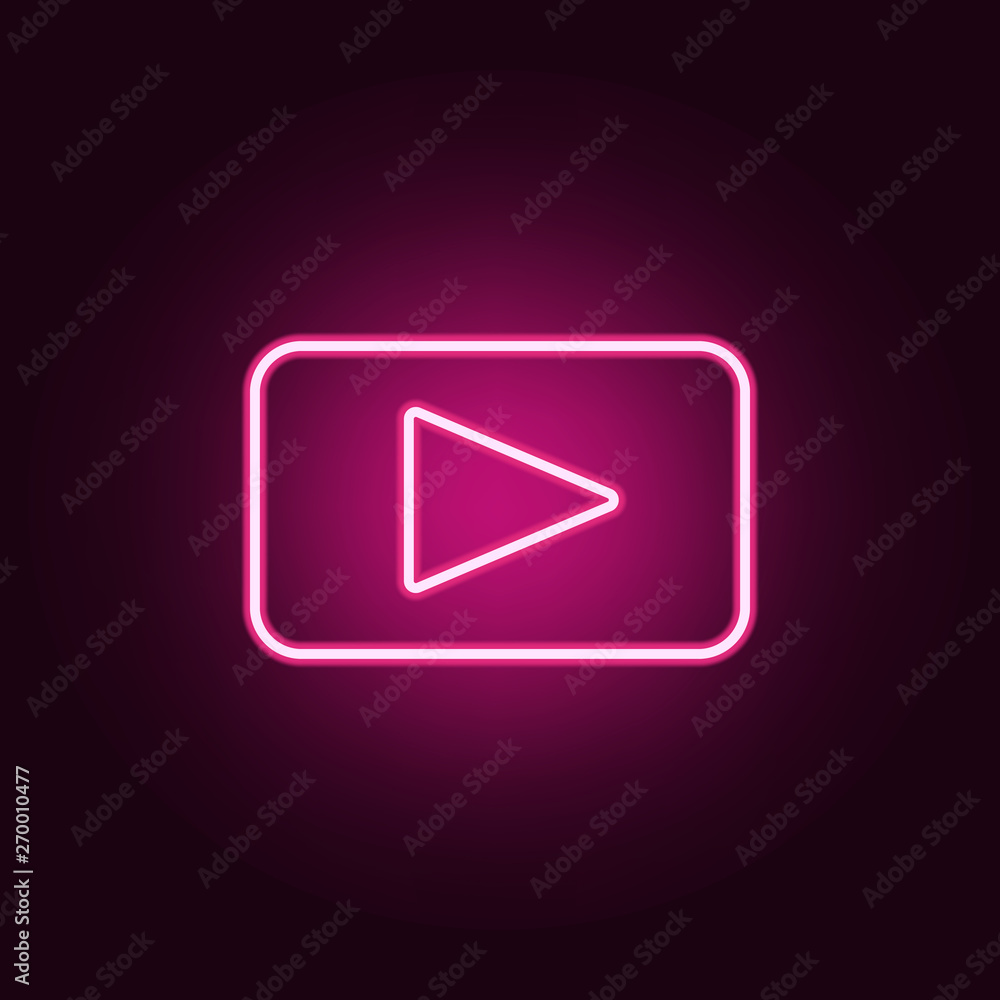 Poster play sign neon icon. elements of web set. simple icon for websites, web design, mobile app, info gra