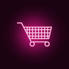 shopping trolley neon icon. Elements of web set. Simple icon for websites, web design, mobile app, info graphics