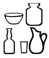 Set of glassware line icon. Flat vector illustration isolated on white background
