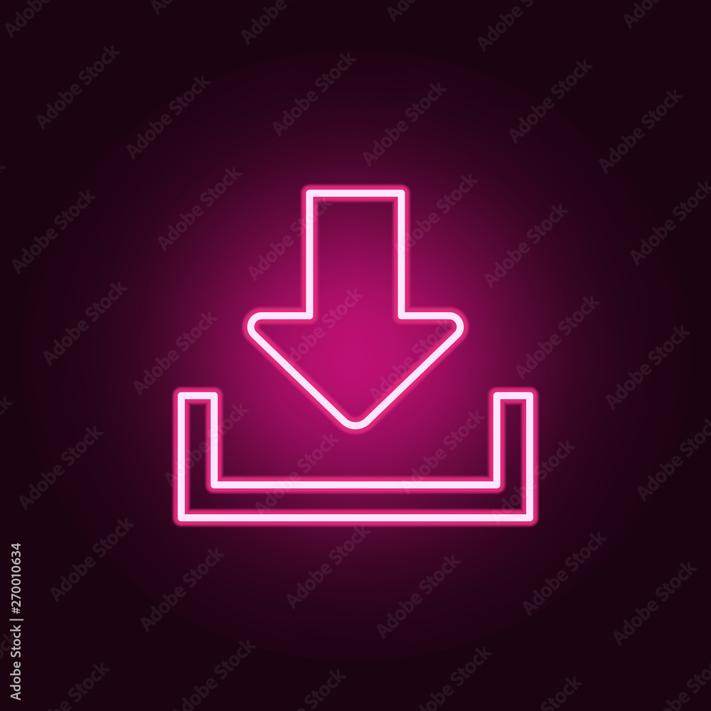 Poster arrow download sign neon icon. elements of web set. simple icon for websites, web design, mobile app