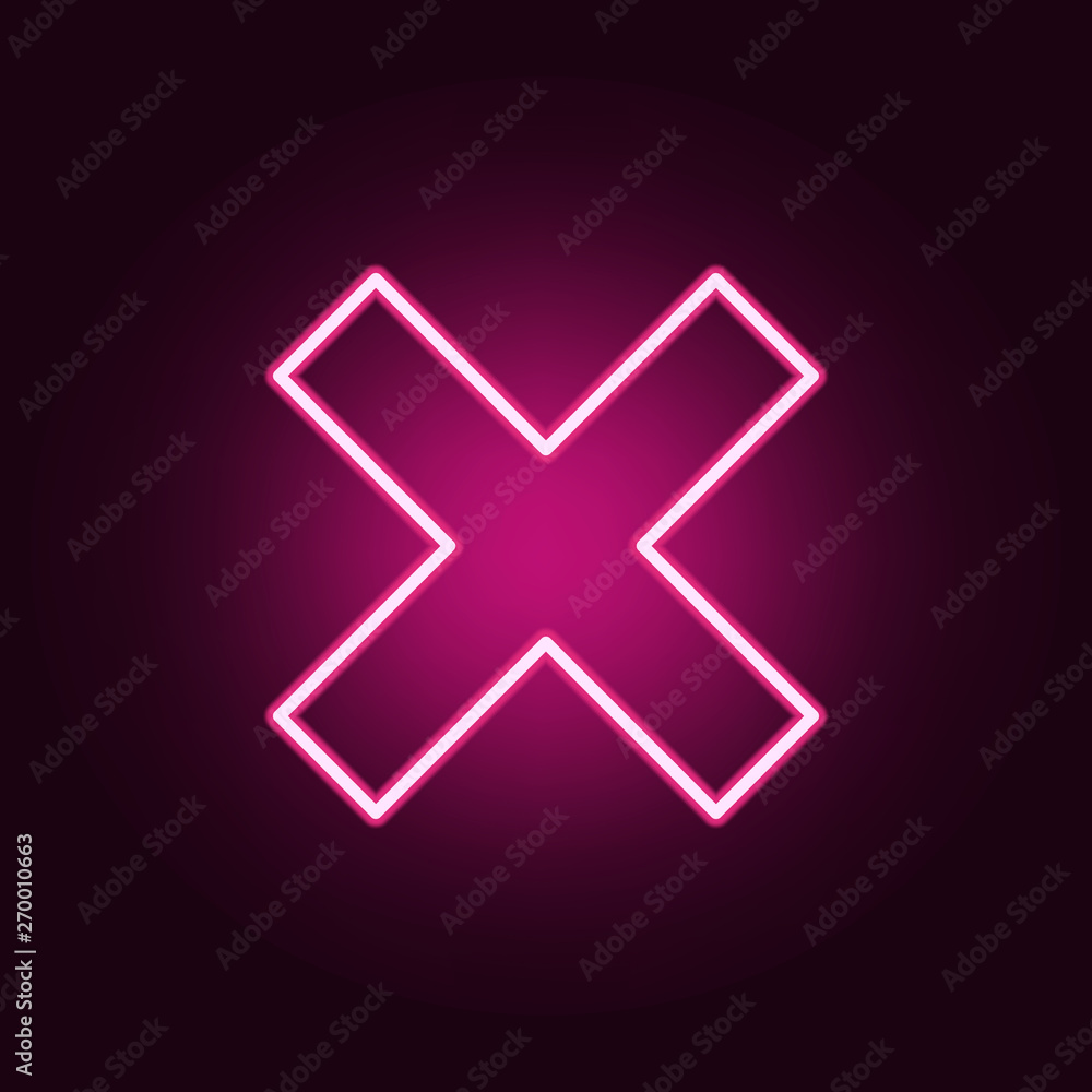 Poster multiplication sign neon icon. elements of web set. simple icon for websites, web design, mobile app
