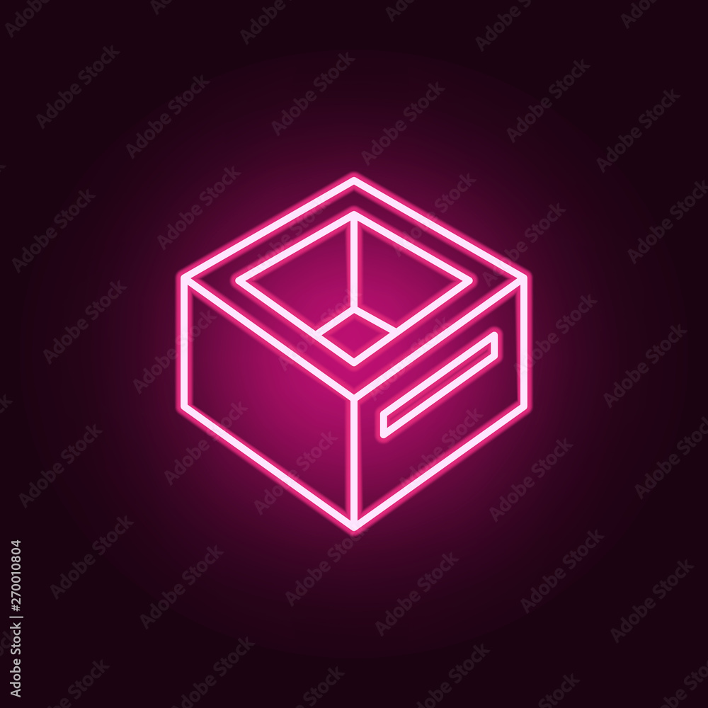 Poster box with a hole neon icon. elements of web set. simple icon for websites, web design, mobile app, in