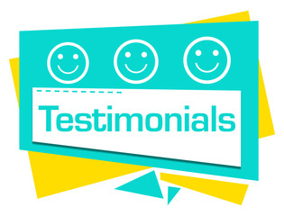 Testimonials Turquoise Yellow Symbols On Top 