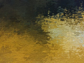 Abstract gradient background with yellow, ocher, black and brown paint stain. Grunge textured surface.