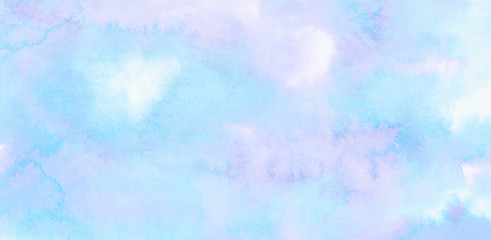 Blue shades color watercolor illustration. Subtle sky aquarelle painted paper textured canvas for vintage design, invitation card, template. Creative background, smeared light turquoise frame