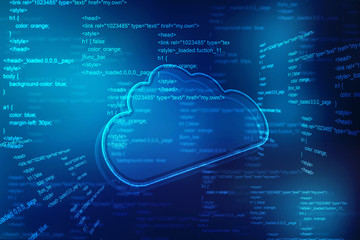 Fototapeta premium 2d rendering Cloud computing, Cloud Computing Concept, Cloud computing technology internet concept background
