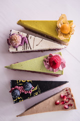 variety mixture of raw vegan cake 