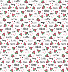 Cute watermelon pattern with words vector
