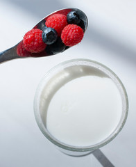 Fresh homemade yogurt with berries