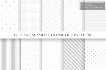 Foto op Canvas Collection of geometric simple seamless vector patterns - gray dotted and striped textures. © ExpressVectors