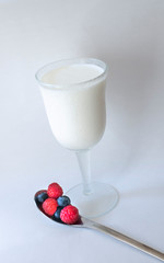 Fresh homemade yogurt with berries