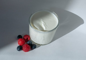 Fresh homemade yogurt with berries