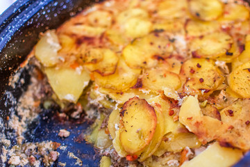 Serbian mousaka, balkan cuisine like traditional assorted dish