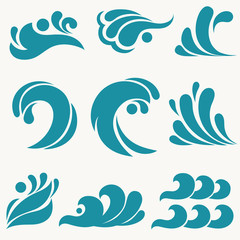 Fototapeta na wymiar Water Design Elements. Sea wave icon, ocean symbol design. Vector