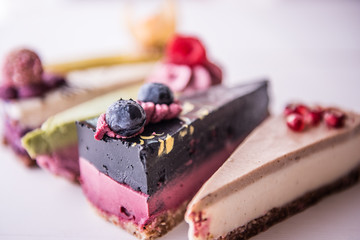 variety mixture of raw vegan cake 