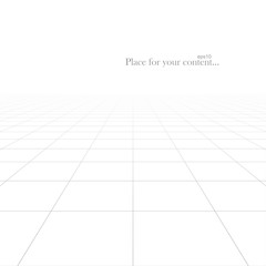 Vector abstract futuristic background with infinity perspective. White grid tile floor squared texture