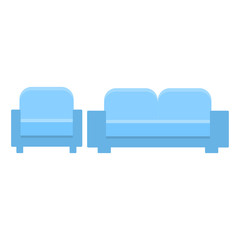 sofa and chair in the same style, flat icon