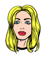 Pop art illustration portrait of a girl comics style vector t-shirt print