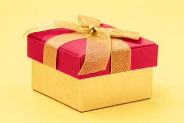 Beautiful  christmas gift with golden ribbon