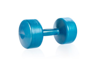 Obraz premium Dumbbell for fitness isolated on white background. Studio shot. Clipping path included.