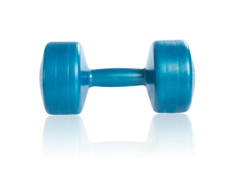 Dumbbell for fitness isolated on white background. Studio shot. Clipping path included.