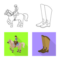 Vector illustration of equipment and riding symbol. Collection of equipment and competition stock symbol for web.