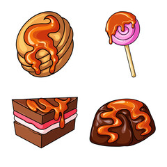 Vector design of dessert and sweet logo. Set of dessert and food stock vector illustration.