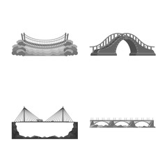 Vector illustration of design and construct sign. Collection of design and bridge vector icon for stock.
