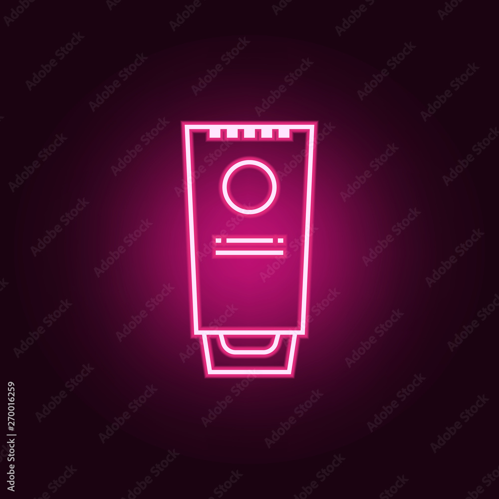 Poster a tube of shampoo neon icon. elements of web set. simple icon for websites, web design, mobile app, 