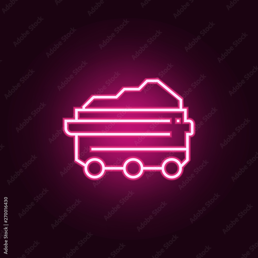 Poster trolley in a mine neon icon. elements of web set. simple icon for websites, web design, mobile app, 