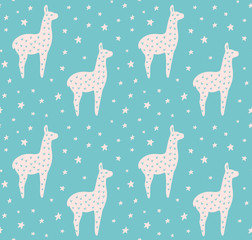 Cute lama pattern vector blue color