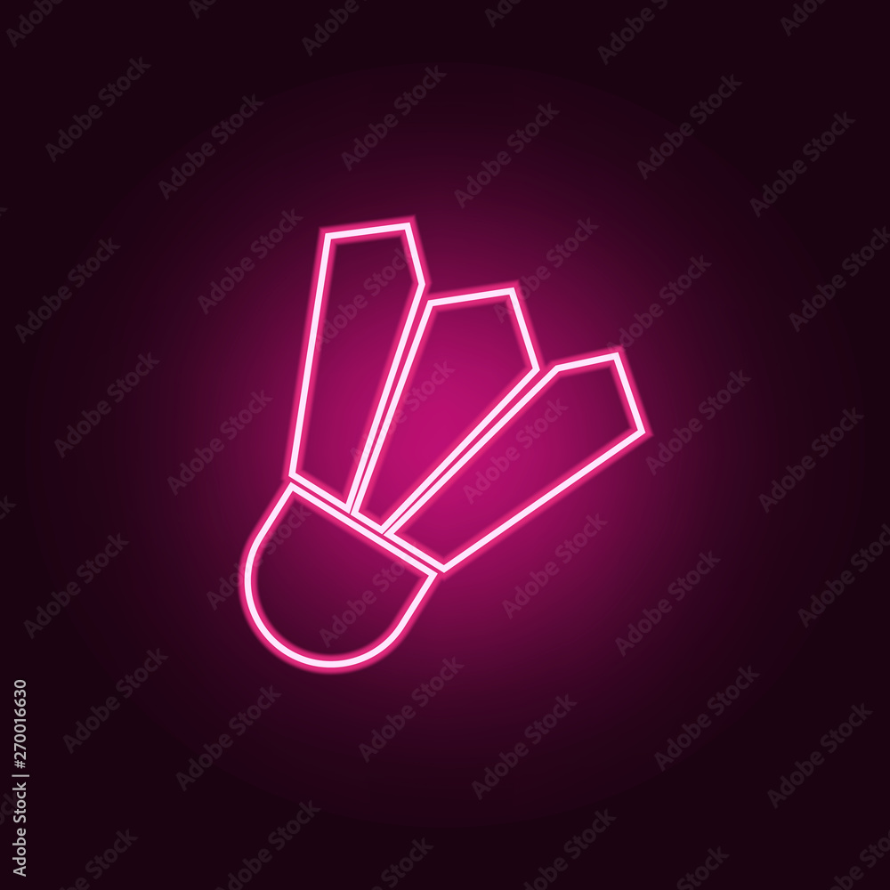 Poster shuttlecock neon icon. elements of web set. simple icon for websites, web design, mobile app, info g