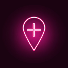 Fototapeta premium add a point on the map neon icon. Elements of web set. Simple icon for websites, web design, mobile app, info graphics