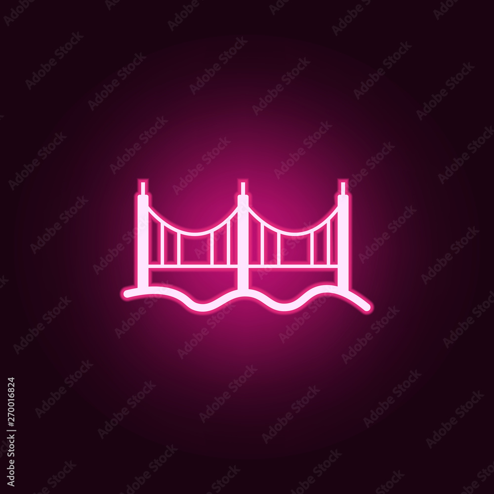 Poster bridge neon icon. elements of web set. simple icon for websites, web design, mobile app, info graphi