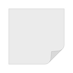 A sheet of note paper with a bent right bottom corner. Vector icon.